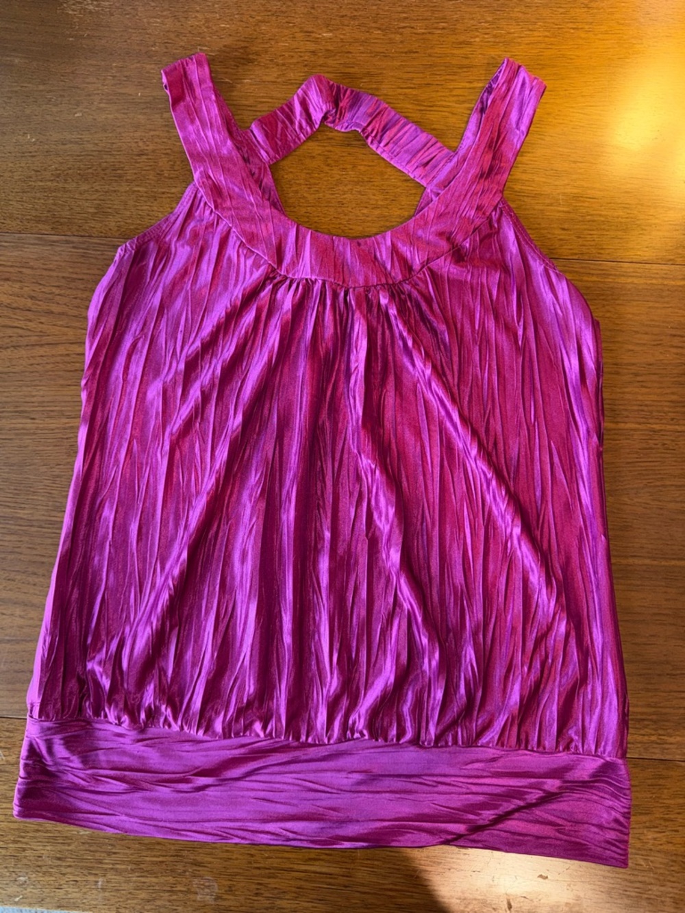 Iz Byer Sleeveless Pleated Tank Top - Fuchsia Pink
